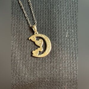 Brilliance Crystal Two-Tone Moon & Hearts Necklace.18”